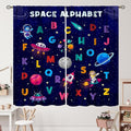 Alphabet Curtains Kids Outer Space Cartoon Universe Planet Educational Learning Curtain with Rod Pocket for Bedroom Nursery Decor Drapes Window Treatments 2 Panels Set 42" W X 54" L