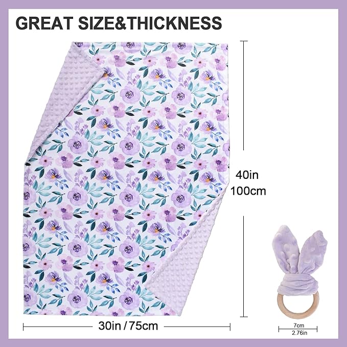 Baby Blankets for Boys Girls Soft Minky Blanket for Newborn Infant Toddler Used for Crib Stroller Nursery (Purple Floral)