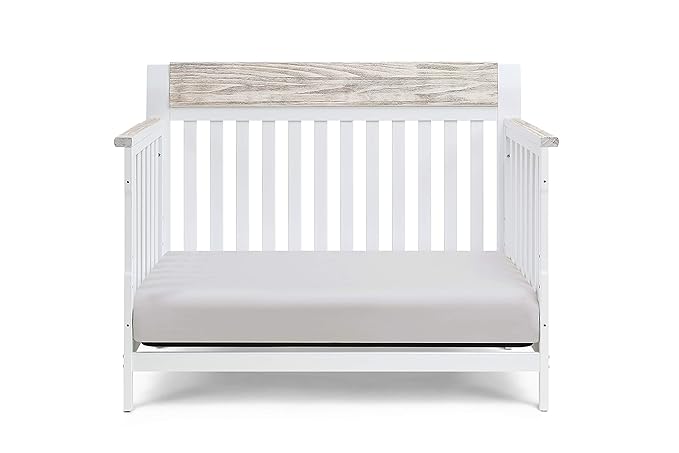 Suite Bebe Hayes 4 in 1 Convertible Baby Crib, White and Wire Brushed Wood