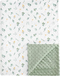 david's kids Micro Fleece Minky Baby Blanket for Boys Girls with Double Layer and Soothing Raised Dots, Breathable and Soft Lightweight Receiving Blanket for Newborns, 30x40 Inches, Leaf & Floral