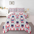 Feelyou Cute Nutcracker Comforter Set Twin Size Christmas Ornaments Bedding Set for Kids Boys Girls Xmas Snowflake Duvet Quilt Soldier Bedroom Decor Kawaii Microfiber 2 Pcs with 1 Pillow Cases