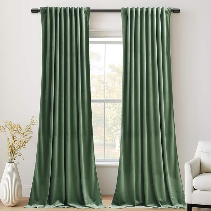 StangH Emerald Green Velvet Curtains - Room Darkening Thermal Insulated Velvet Drapes for Bedroom, Living Room, Home Theater - Super Soft Window Treatment with Pleat Tape, 52 x 84 Inch, 2 Panels