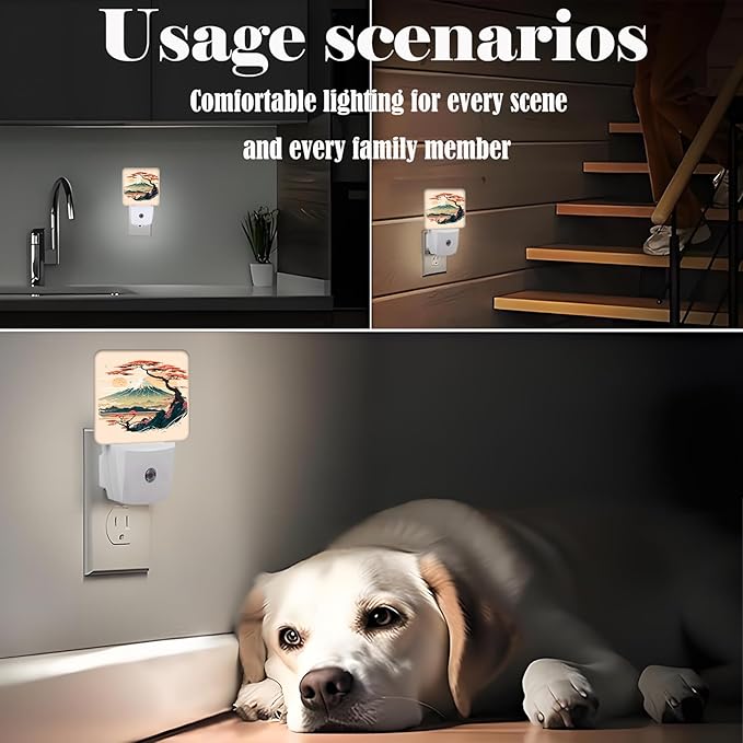 Mount Fuji Night Light,Plug-in Night Lights with Dusk to Dawn Sensor for Stairway,Hallway,Bedroom Sleep Friendly Ideal for Women/Girls/Boys Gift,0.5w