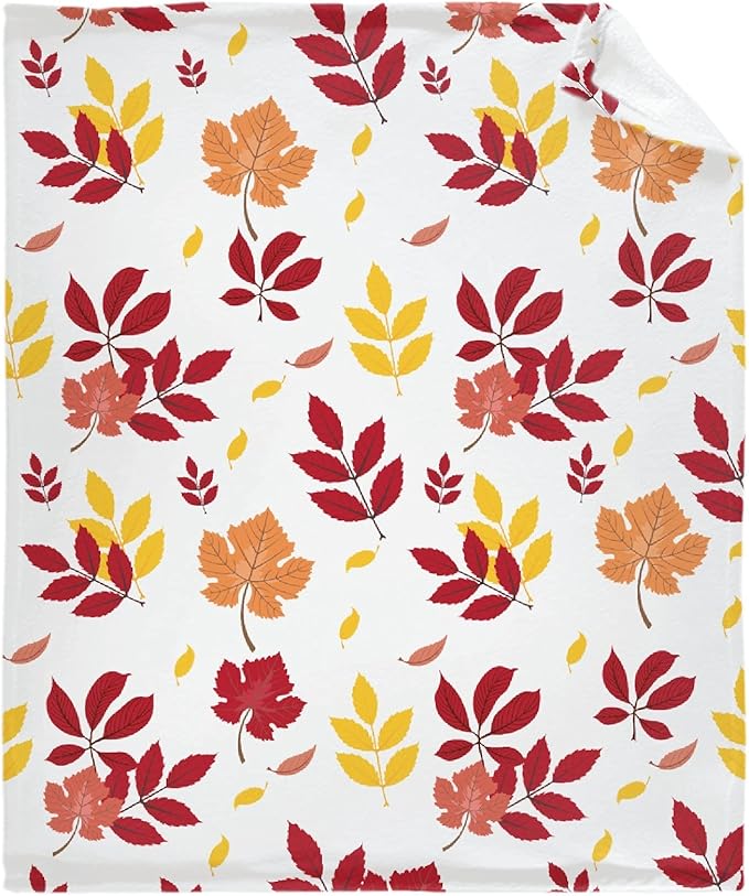 Thuswarm Autumn Colorful Pecan Leaf Flannel Blanket for Autumn Winter Gifts Warm Cozy Soft Funny Print Throw for Bed Couch Sofa 40”×30” XSmall for Pets