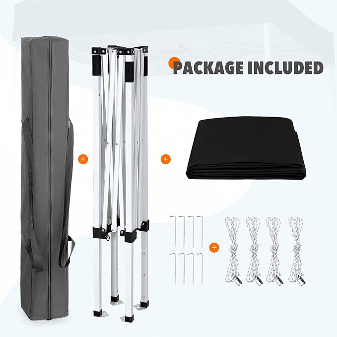 EAGLE PEAK 5x5 Pop Up Canopy Tent Instant Outdoor Canopy Easy Set-up Straight Leg Folding Shelter, Black