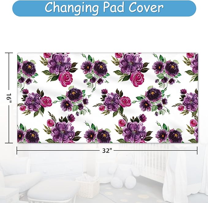 Personalized Baby Crib Bedding Set, 5 Pcs Custom Name Baby Crib Set with Floral Animals, Baby Girls Nursery Bedding Sets, Double Layer Blanket, Newborns Infants Toddlers Customized Gifts
