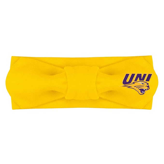 Creative Knitwear Northern Iowa Panthers Infant Girls Gold Solid Hair Knot Headband Embroidered Logo - Size Newborn - 4T