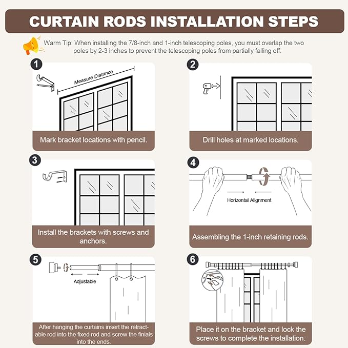 Modern Silver Curtain Rods for Windows 72 to 144 Inches Adjustable Length Heavy Duty 1" Diameter Window Curtain Rod with Decorative Finials for Outdoor Bedroom Kitchen Living Room