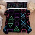 Game Bedding Set King Size Geometric Comforter for Kids Boys Men Black Abstract Bedroom Decor Quilt Bed Sets, 1 Comforter 2 Pillowcases