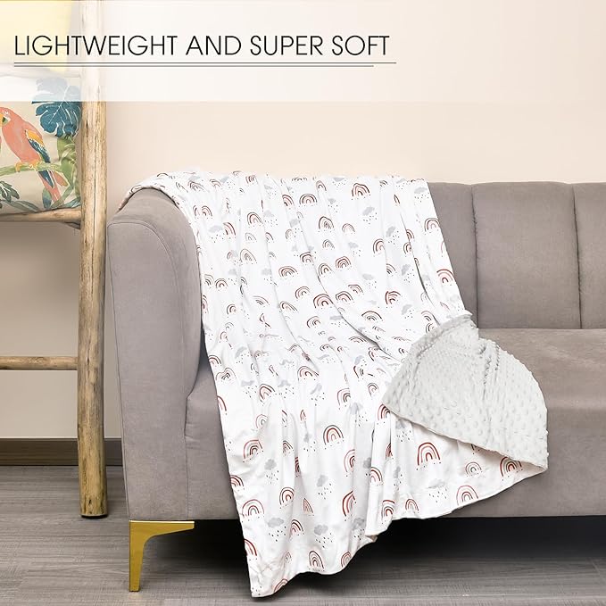 david's kids Micro Fleece Minky Baby Blanket for Boys Girls with Double Layer and Soothing Raised Dots, Breathable and Soft Lightweight Receiving Blanket for Newborns, 50x60 Inches, Rainbow