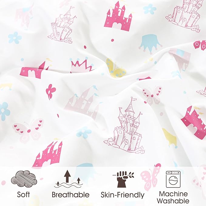 PHF Soft Mini Crib Sheet Set, 2 Pack Silky Comfy Pack N Play Sheets for Boys Girls, Universal Fit for Pack N Play, Playard and Mini Crib Mattresses, Castle