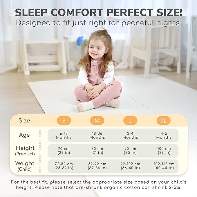 Mama Cheetah Toddler Sleep Sack with Feet 4T-5T, 1.0 TOG Organic Cotton Baby Wearable Blankets with Legs, Baby Sleeping Bag for Walkers, Early Walker X-Large