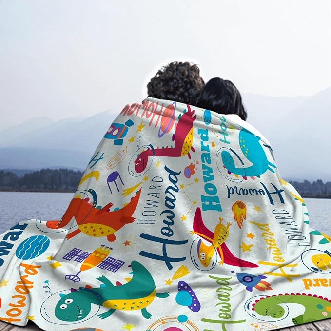 Dinosaur Lover Personalized Blanket with Custom Baby Dinosaur Custom Name Flannel Blanket Soft Throw Meaningful Gift for Toddlers Girls Boys Kids Pets 40 * 30" XS for Toddler