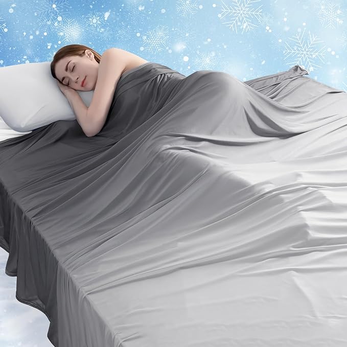 LUXEAR Gradient Cooling Blanket, Double-Sided Q-Max>0.5 Arc-Chill Summer Cold Blanket for Bed Sofa Chair Travel, Absords Heat to Keep Body Cool for Hot Sleeper & Night Sweats Adult Kids- Grey- 79"x86"
