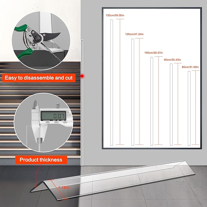 Clear Self-Adhesive Wall Corner Protectors-4 PCS of Corner Guards & Edge Protector for Baby, Furniture, Door, Tables, Cover Sharp Furniture, Easy to Install (3cmx150cm/1.18inx59.1in)