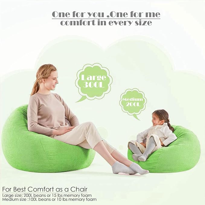 Nobildonna Bean Bag Chair Cover (No Filler) for Kids and Adults,Beanbag Stuffed Animal Storage Without Filling Plush Toys Holder and Organizer Soft Premium Corduroy 200L