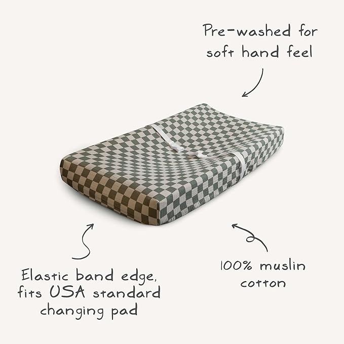 mushie Extra Soft Muslin Fitted Changing Pad Cover (Blush)