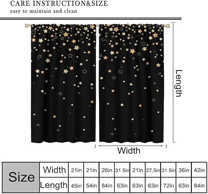Star Celestial Blackout Curtain, Space Funny Fantasy Galaxy Starry Night Window Curtain for Kids Bedroom Nursery Toddler Room 42" W X 54" L