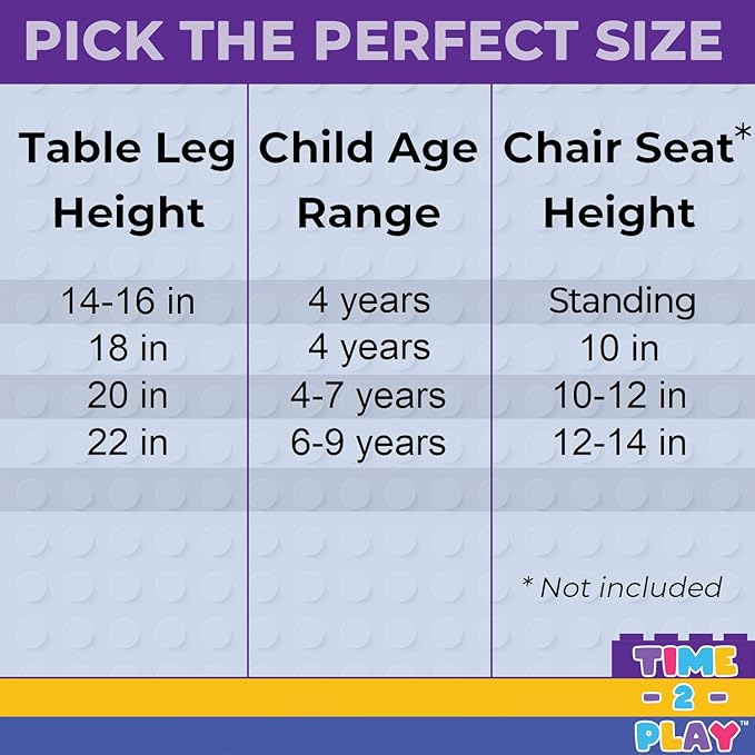 Contender Time-2-Play 30.75" Rectangular Blue & Green Lego Blocks Compatible Play Table with 20" Long Legs, Natural Finish Birch Children Activity Play Desk [Greenguard Gold Certified]
