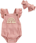 Meihuida Newborn Baby Girl Sleeveless Rompers Summer Clothes Cotton Bodysuit with Headband