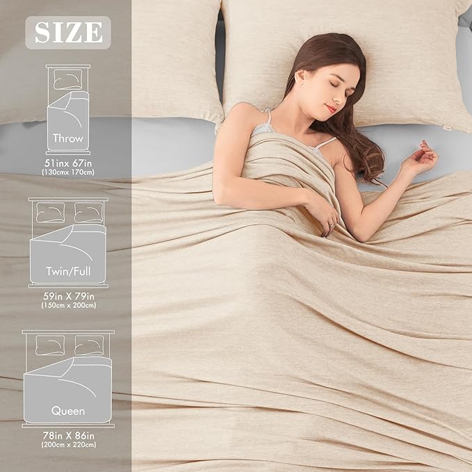 Cooling Blanket Keep Cool in Hot Summer, 51 X 67in Twin or Baby Size Blanket for Adults,Children, Babies Japanese Q-Max >0.5 Technology Arc-Chill Cooling Fiber, Breathable Comfortable All-Season-Beige