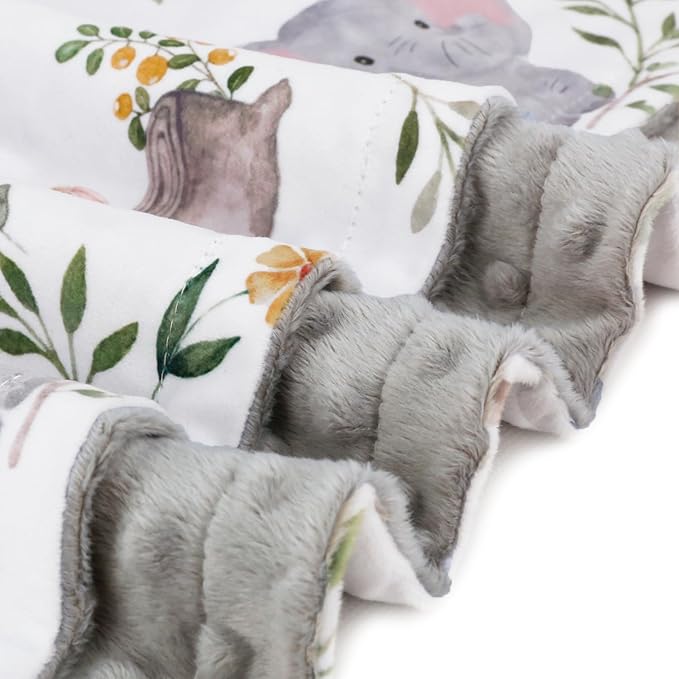 BORITAR Baby Blanket for Boys Girls Super Soft Double Layer Minky with Dotted Backing, Lovely Grey Elephant Animal Design Blanket for Toddler Newborn 30 x 40 Inch(75x100cm)