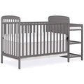 Dream On Me Anna 3-in-1 Convertible Full-Size Baby Crib & Changer with Storage in Steel Grey, GreenGuard Gold & JPMA, Pinewood, Converts to Day & Toddler Bed, 3 Mattress Heights, 1″ Changing Pad