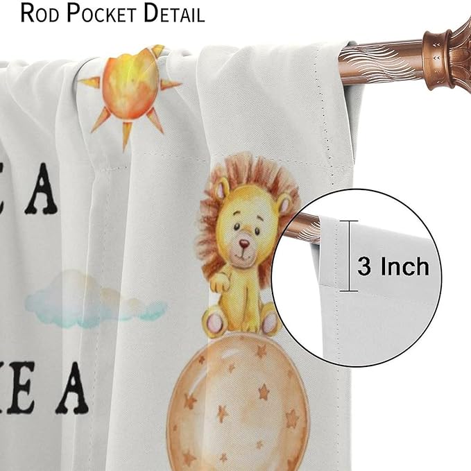 Cartoon Animals Curtains, Cute Jungle Animal Zebra Elephant Lion Giraffe Blackout Window Treatments, Rod Pocket Thermal Insulated Drapes 2 Panel Sets for Kids Bedroom Nursery Classroom, 84"W X 84"L