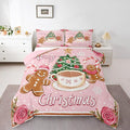 Feelyou Merry Christmas Comforter Set Full Size Gingerbread Man Bedding Set for Kids Boys Girls Xmas Duvet Quilt Christmas Decor Bedroom Decor Microfiber 3 Pcs with 2 Pillow Cases