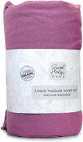 3 Piece Toddler Bedding Sets - Organic Cotton Jersey Knit - Fits Convertible Cribs and Mattresses - 9" x 28" x 52" - Lilac Purple