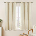 XiDi Beige Curtains with Sheer Overlay for Living Room Bedroom 2 Panels Star Hollow Out 80% Blackout Double Layer Curtains for Kids Girls Room Darkening Grommet Window Drapes with Tiebacks W34 X L54