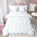 Manfei 7 Pieces Cartoon Bowknot Kids Comforter Full Size,Bow Tie Knot Geometric Patchwork Fashion Bedding Set,Hand-Painted Sketch Blue Noble（Comforter+Fitted+Flat+2 Pillowcases+2 Throw Pillow Covers