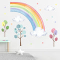 Mfault Watercolor Rainbow Wall Decals Stickers, Pastel Cloud Tree Polka Dots Baby Nursery Decor Bedroom Art, Cute Kids Toddler Room Playroom Home Decorations