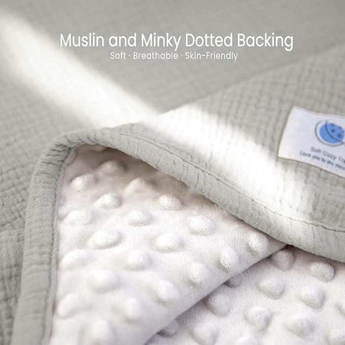 lulumoon Baby Blankets for Boys Newborn: Muslin & Minky Dotted Backing - Thermal Receiving Blanket for Stroller & Registry Gift 30"x40"（Gray