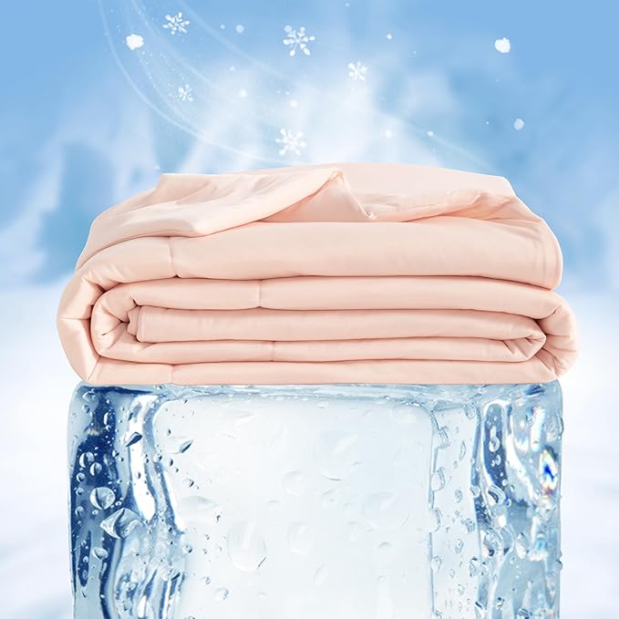 NTBAY Cooling Throw Blanket, 50x60 Inches - Japanese Double-Sided Cool Fabric with Q-Max 0.43, Soft Summer Couch Blanket for Adults, Kids and Pets, Coral Pink