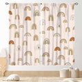 Rainbow Curtains, Boho Pastel Cute Cartoon Aesthetic Art Printed Beige Blackout Decorative Drapery for Kids Girls Baby Bedroom Living Room Classroom Nusery Bathroom Windows 2 Panels, 42"x63" Inch