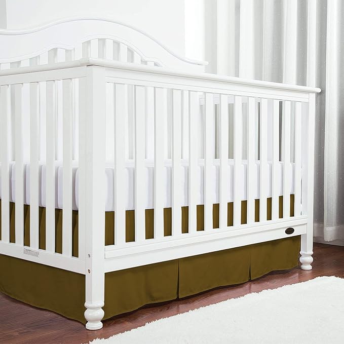 Box Pleated Crib Bed Skirt Premium 100% Cotton 800 Thread Count Nursery Crib Toddler Bedding Crib Bedskirt for Baby Boys or Baby Girls, (28" x 52") + 16" Drop Lenght - Taupe Solid