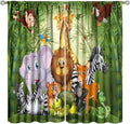 Cartoon Animal Curtains, Cute Animals Bamboo Forest Blackout Window Treatments, Rod Pocket Thermal Insulated Drapes 2 Panel Sets for Kids Room Nursery Classroom, 63" W X 72" L
