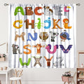 Kids Alphabet Curtains Cartoon Animal Baby Children Funny Learning Educational Curtain with Rod Pocket for Bedroom Nursery Decor Drapes Window Treatments 2 Panels Set 63x72in