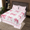 Pink Bowknot Kids Bedspread Twin Size,Geometric Plaids Grids Patchwork Fashion Coverlet Set,Girls Women Room Decor,Bow Tie Knot Princess Quilted Coverlet,Romantic Chic Bedding Quilt,1 Pillowcase