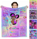 D-Story Personalized Throw Blankets, Custom Blankets with Name American African Girl Blanket Customized Blankets for Kids Adults Women Men Personalized Gifts