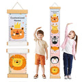 Personalized Name Height Chart for Kids, Kids Growth Chart for Wall, 59" X 7.9" Canvas Removable Height Chart Measuring Ruler for Kids & Baby(Painted Animal）
