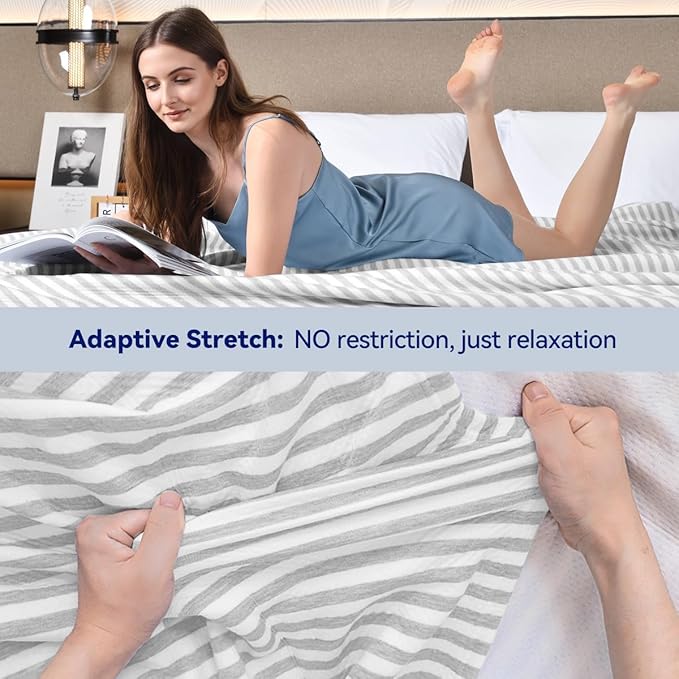 KAWAHOME 3D Air Mesh Cooling Lightweight Summer Blanket Twin Size for Hot Sleepers, Double-Layer Rayon Material and Breathable Stretchy Blankets for Bed, Couch, 66x90 inches, Grey Striped