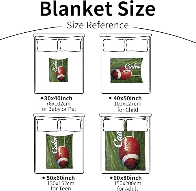 Personalized Baby Balll Soft Blanket: Custom Kids Football Design Blanket with Name and Number - Bedding Gifts for Infants Toddlers Adults 40x50inch