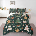 Feelyou Christmas Comforter Set Toddler Size Xmas Tree Bedding Set for Kids Boys Girls Gingerbread Man Duvet Quilt New Year Gift Bedroom Decor Microfiber 2 Pcs with 1 Pillow Cases