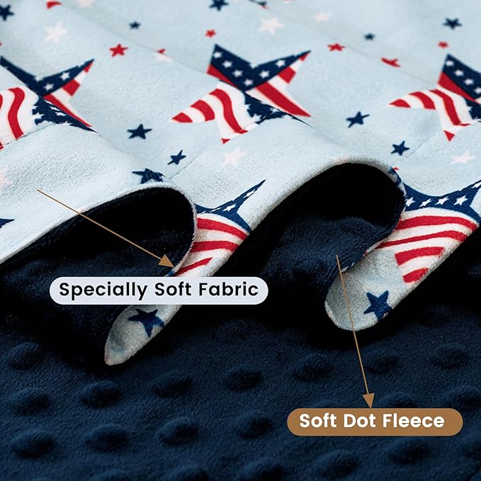 david's kids Micro Fleece Minky Baby Blanket for Boys Girls with Double Layer and Soothing Raised Dots, Breathable and Soft Lightweight Receiving Blanket for Newborns, 30x40 Inches, Flag
