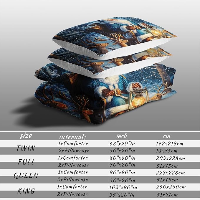 Raphus cucullatus Christmas Bedding Twin,Christmas Comforter Set,Santa Claus Decor Holiday Bedding Winter Quilt,Santa Claus Comforter Set,Snowflake Navidad Quilt Set,Cute Reindeer Quilt