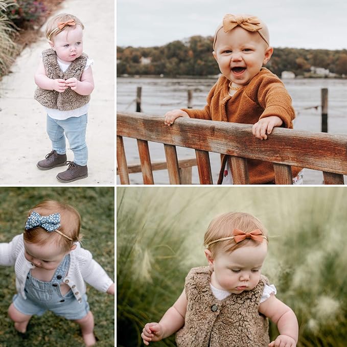 Baby Girl Headbands and Bows, Newborn Infant Toddler Nylon Hairbands Hair Accessories