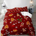 LUVIVIHOME 3PCS Christmas Duvet Cover King Bedding Set, Red Duvet Cover, Boys Girls Kids Bedding, Cute Gingerbread Snowflake Holiday New Year Xmas Gifts Christmas Comforter Quilt Cover, 2 Pillow Cases