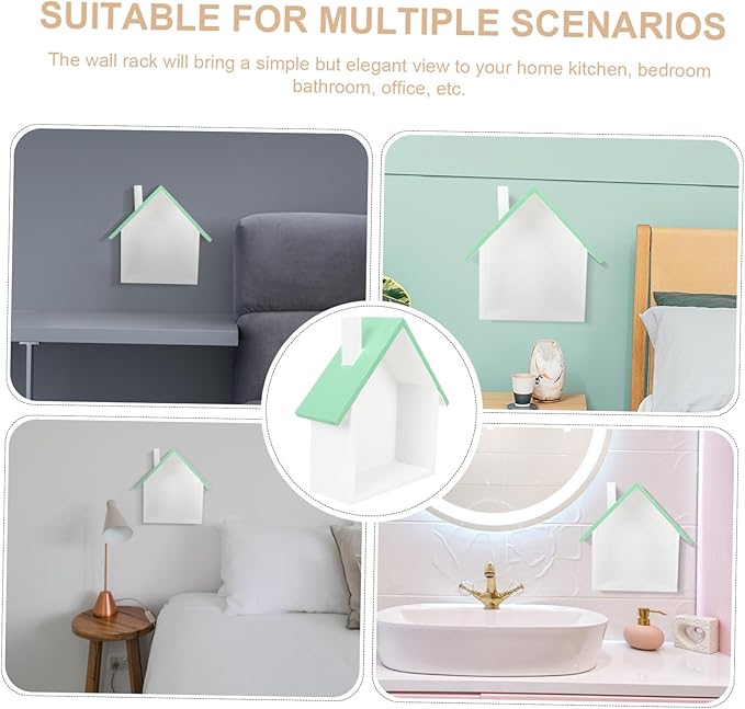Uonlytech Unique House-Shaped Floating Shelf Wooden Wall-Mounted Storage Rack for Bedroom Sundries Display Practical and Stylish Wall Decor for Living Office Kitchen